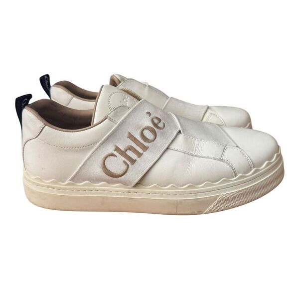 Chloe Lauren Logo Slip On Strap Sneakers Size 39 US 8 - Picture 1 of 10
